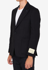 Lardini Single-Breasted Wool and Cashmere Blazer IR6901E-J59538-999 Black