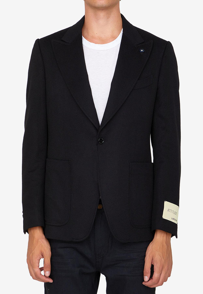 Lardini Single-Breasted Wool and Cashmere Blazer IR6901E-J59538-999 Black