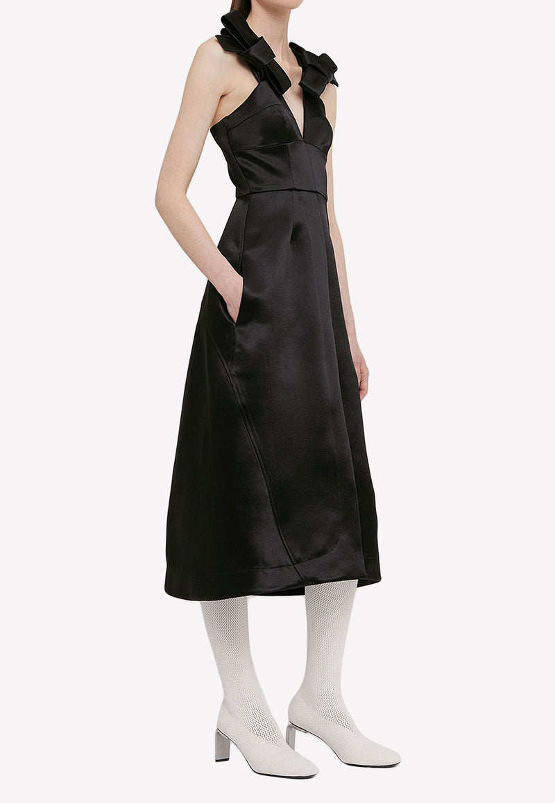 Jil Sander Midi Bow-Embellished Satin Dress 42493784850613 J03CT0006-J75001-001