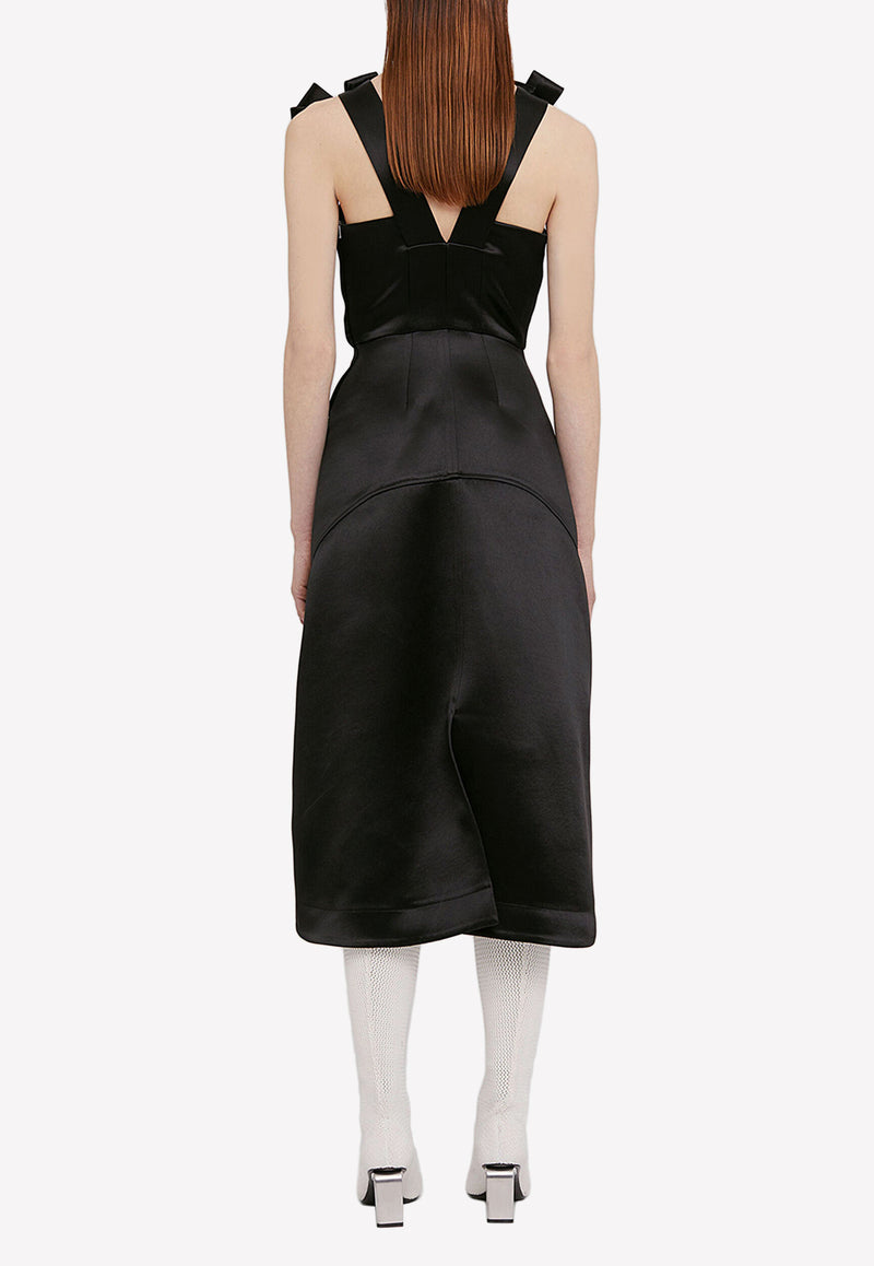 Jil Sander Midi Bow-Embellished Satin Dress 42493784850613 J03CT0006-J75001-001