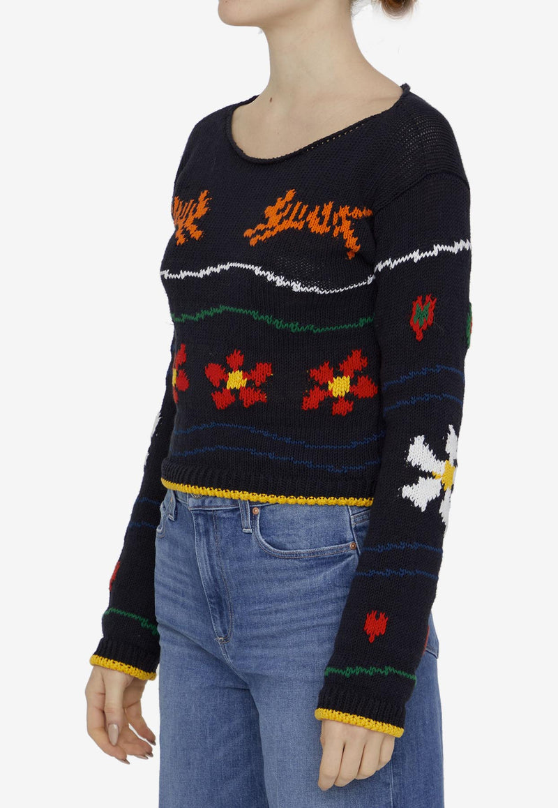 Kenzo Intarsia Knit Sweater Black FD52PU352-3CB-99J