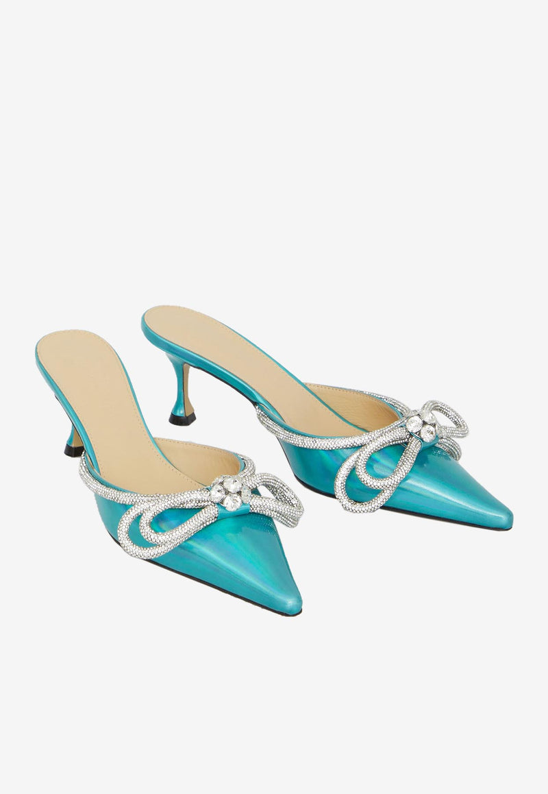 Mach 
Mach 65 Iridescent Leather Pointed Mules Blue SS22-04222-65--BLUE