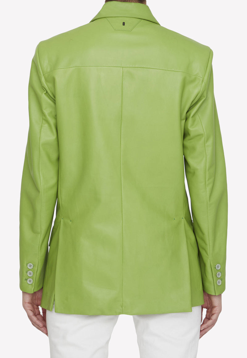 Salvatore Santoro Single-Breasted Leather Blazer S23SANTD-44060D-GLOV-LIME Lime