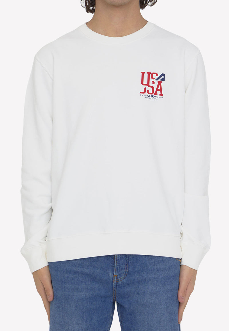 Autry Printed Pullover Sweatshirt White SWIM--2321