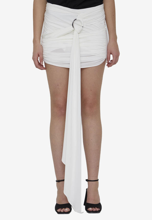 The Attico Fran Draped Mini Skirt White 231WCS122-E069-001