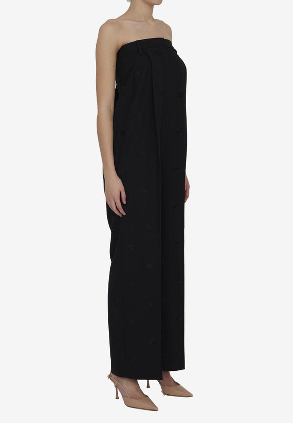 Burberry Strapless Tailored Jumpsuit with EKD Embroidery Black 8062032-147715-BLACK