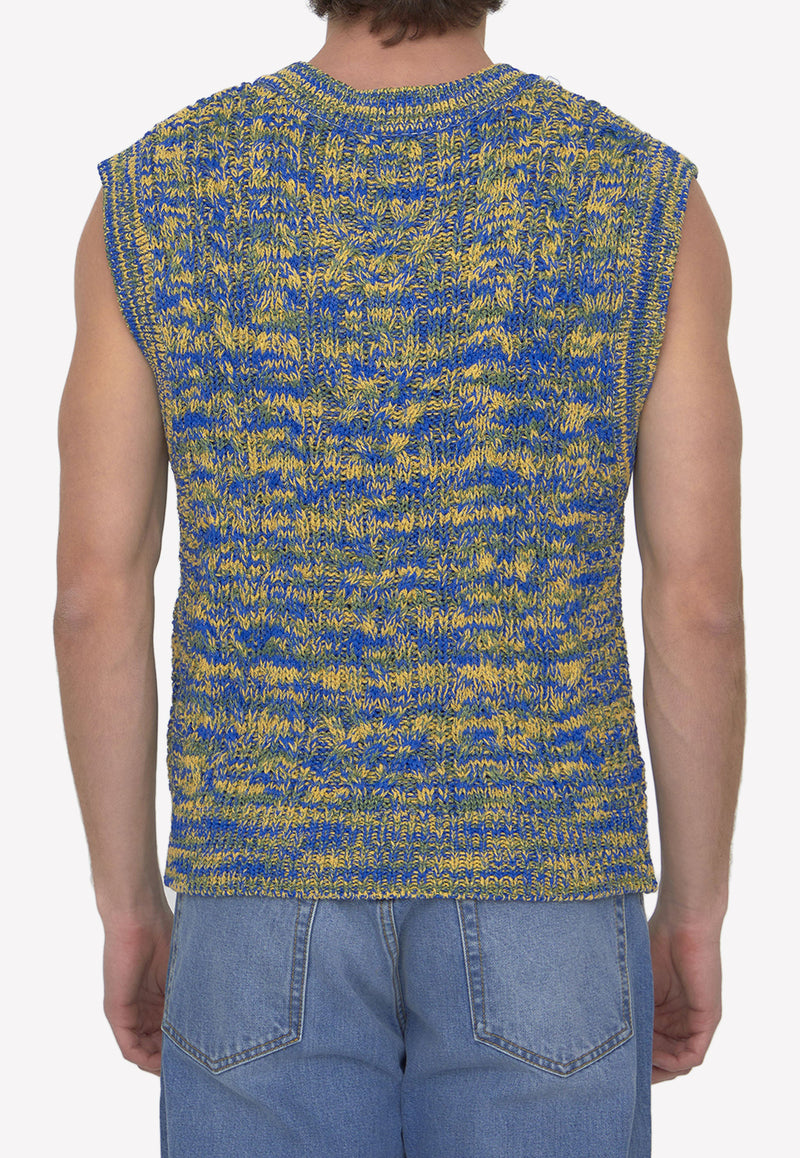 Andersson Bell V-neck Knitted Sweater Vest Multicolor ATB867M--BLUE