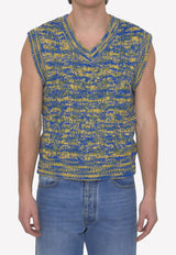 Andersson Bell V-neck Knitted Sweater Vest Multicolor ATB867M--BLUE