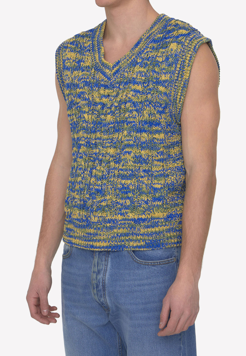 Andersson Bell V-neck Knitted Sweater Vest Multicolor ATB867M--BLUE