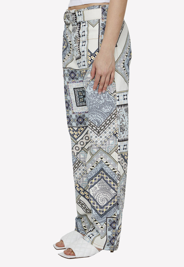 Etro Paisley-Print Straight-Leg Pants Cream 13516-9618-250