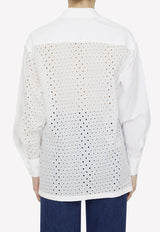 Kenzo Broderie Anglaise Long-Sleeved Shirt White FD52CH078-9FG-02