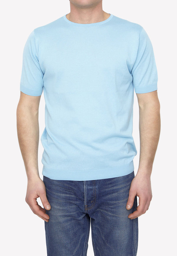 John Smedley Short-Sleeved Knitted T-shirt Blue BELDEN-30G-BLUE SPRING