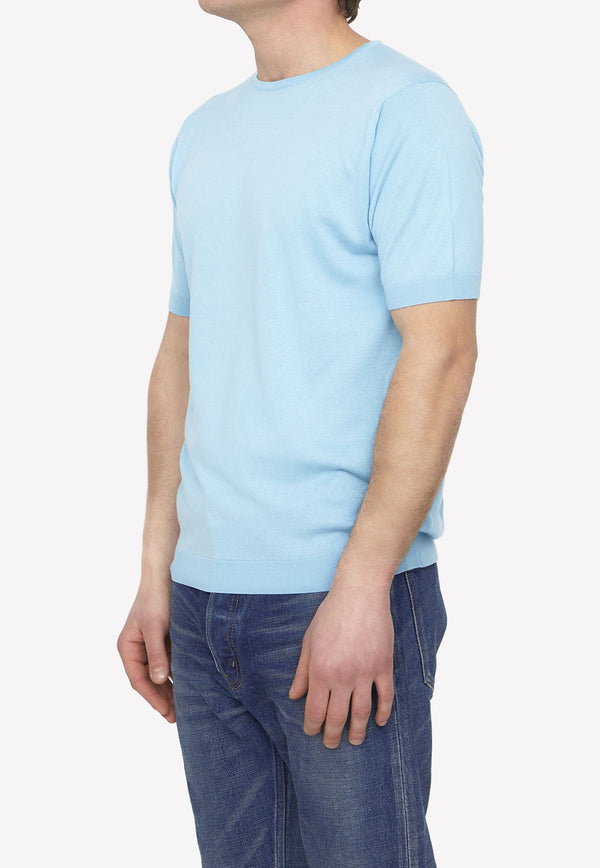 John Smedley Short-Sleeved Knitted T-shirt Blue BELDEN-30G-BLUE SPRING