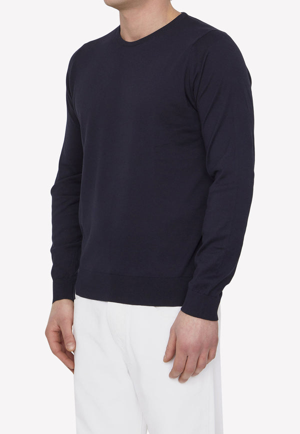 John Smedley Basic Knitted Sweater Blue HATFIELD-30G-NAVY