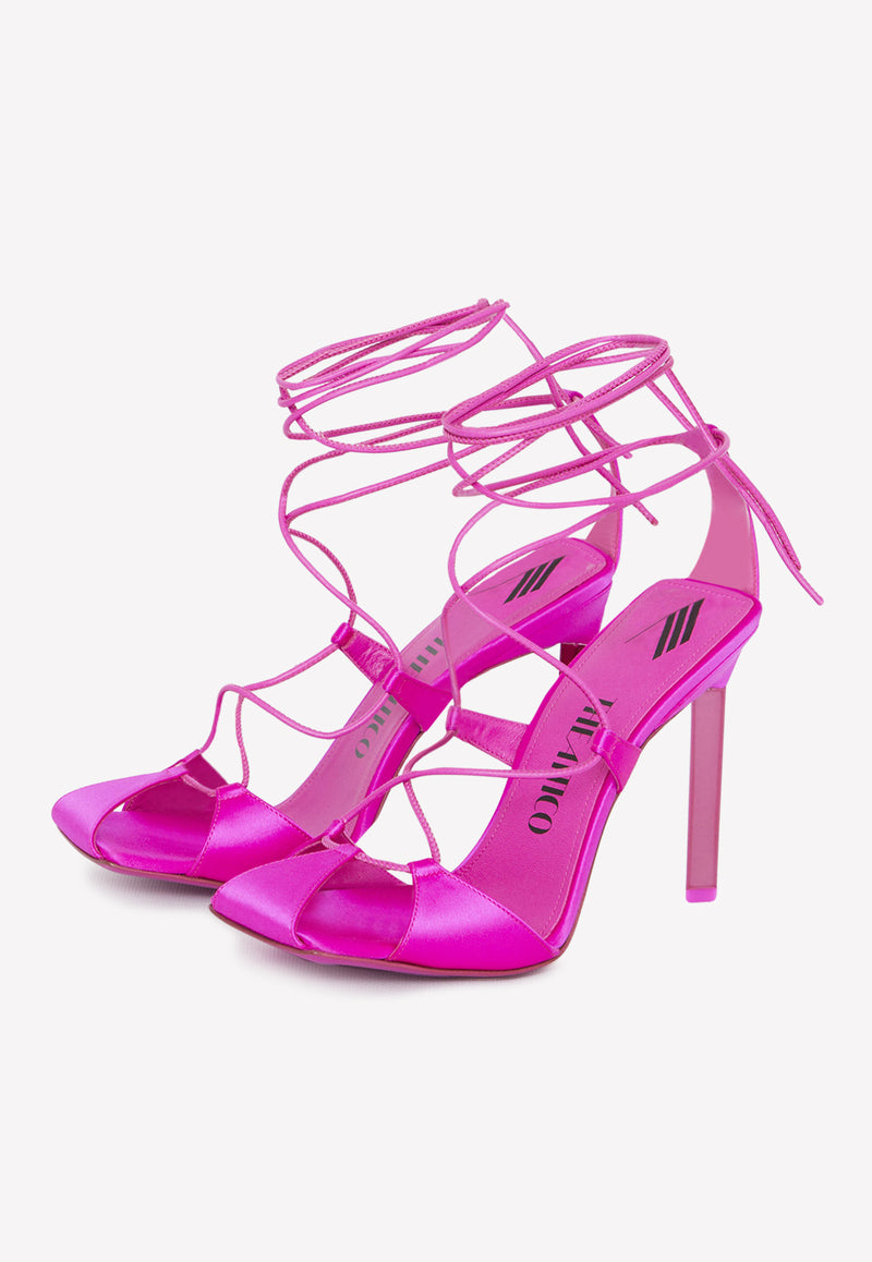 The Attico Adele 110 Lace-Up Satin Pumps Fuchsia 232WS411-V007-008