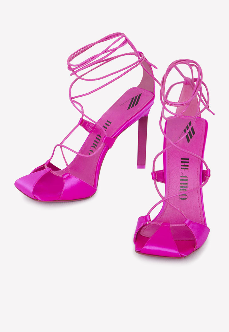 The Attico Adele 110 Lace-Up Satin Pumps Fuchsia 232WS411-V007-008