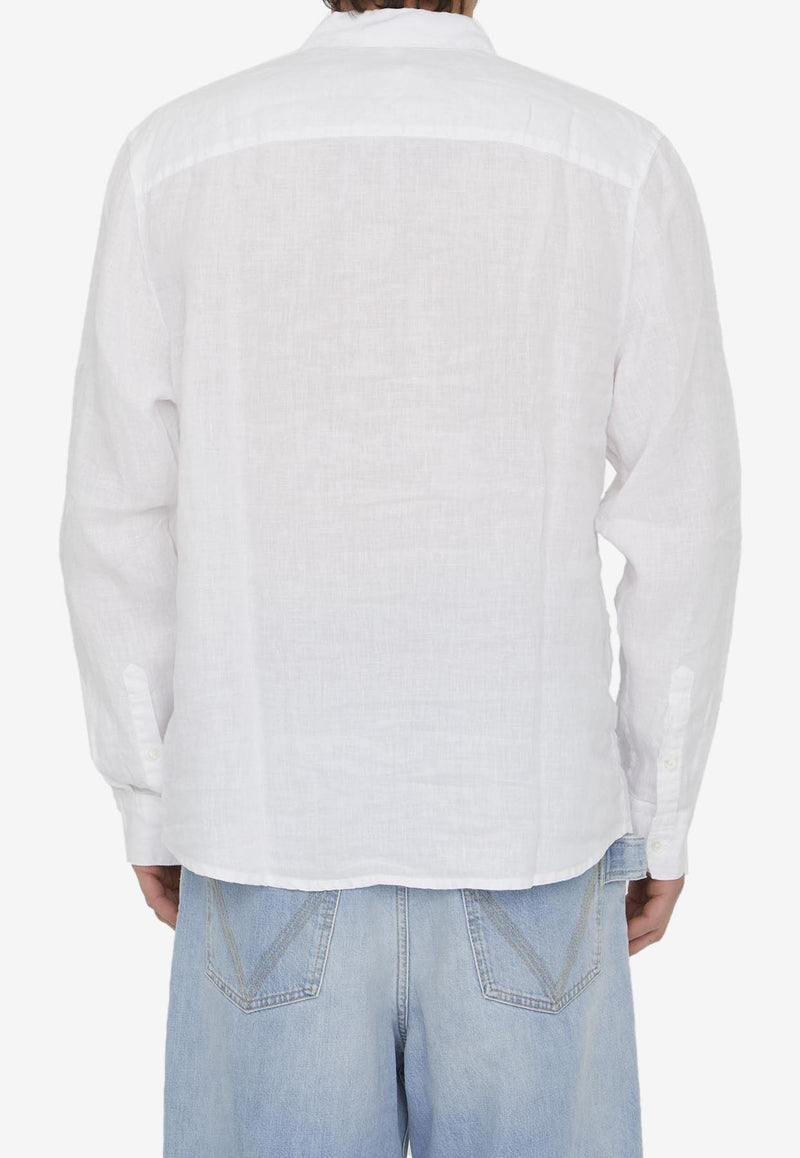 James Perse Long-Sleeved Linen Shirt MKO3499--WHT White