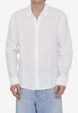 James Perse Long-Sleeved Linen Shirt MKO3499--WHT White