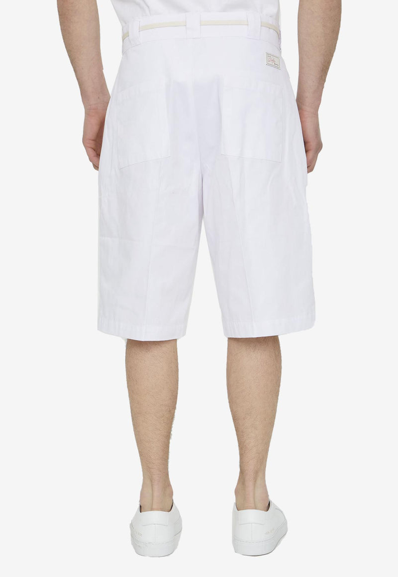 Drôle de Monsieur Twill Bermuda Shorts B-BS102-PL003--WT White