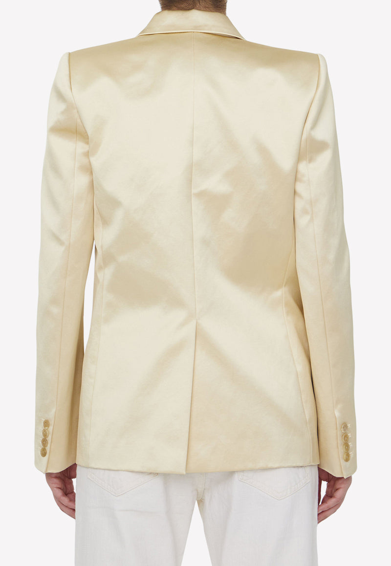 Khaite Nathan Double-Breasted Satin Blazer Beige 6100162--998