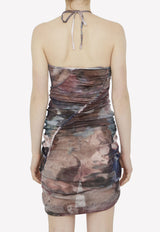 Balmain Pastel-Print Tulle Dress Multicolor AF0R3175JG02--AAY