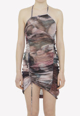 Balmain Pastel-Print Tulle Dress Multicolor AF0R3175JG02--AAY