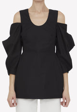 Jil Sander Cold-Shoulder Top Black J03NC0141-J46192-001