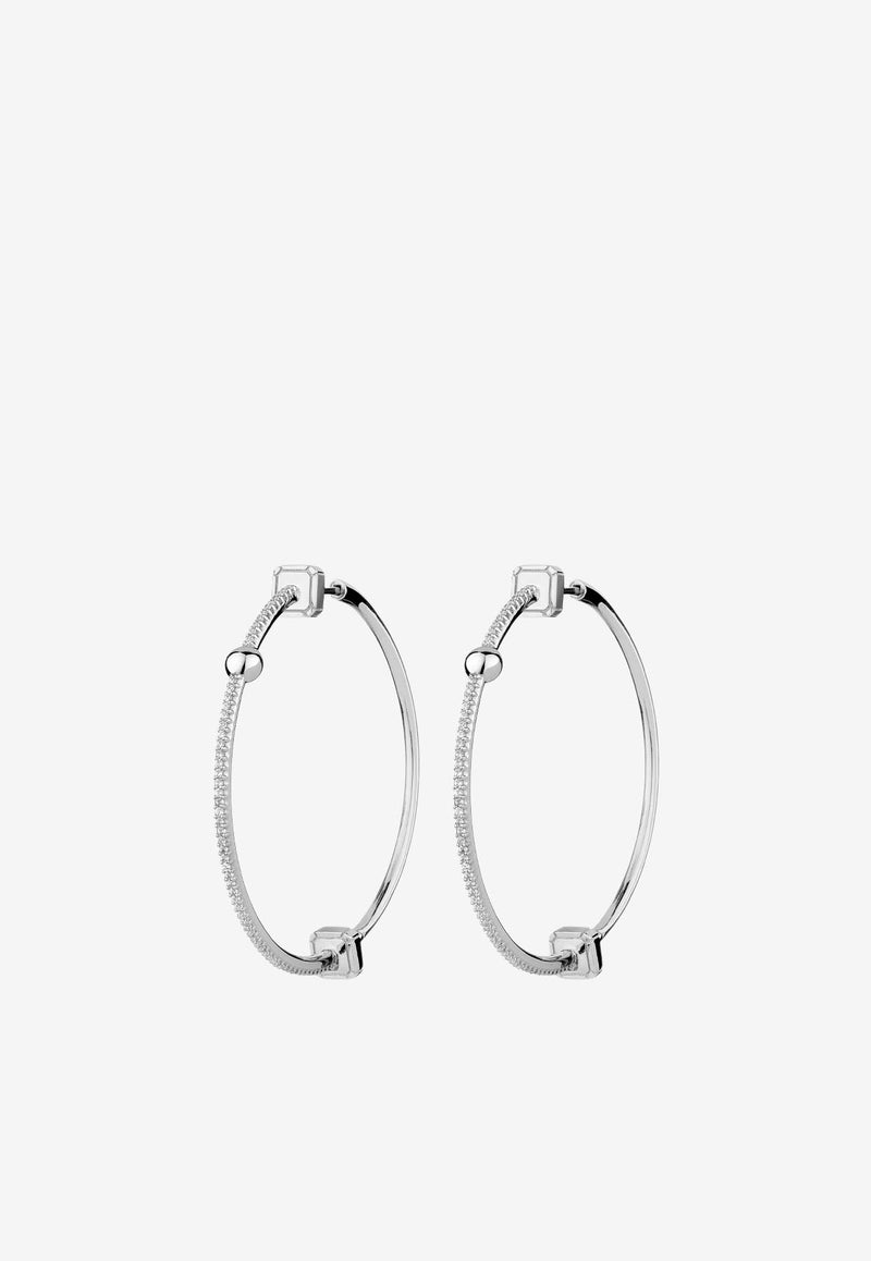 EÉRA Special Order - Diamond Embellished Ninety Hoop Earrings in 18k Gold White Gold NIHOFP02U1