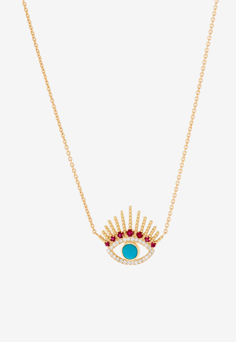 Falamank Written In The Stars Collection Evil Eye Medium Diamond Necklace in 18-karat Yellow Gold NK575