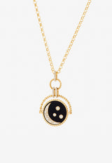 Falamank Written In The Stars Collection Double Sided Spin Pendant Necklace in 18-karat Yellow Gold with White Diamonds NK581