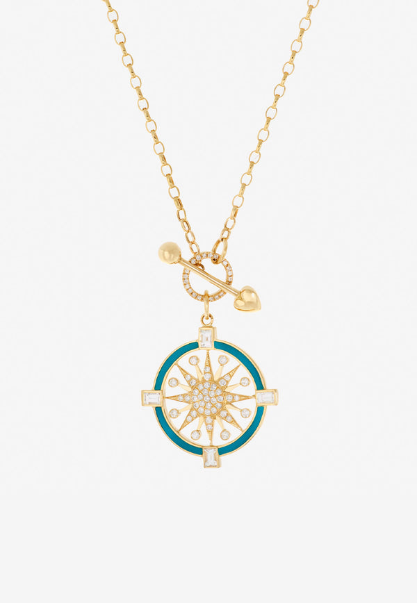 Falamank Written In The Stars Collection Compass Diamond Necklace in 18-karat yellow Gold NK588