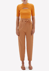 Jonathan Simkhai Brown Nikita Stretch Twill Tapered Pants NIKITAPANTSBROWN