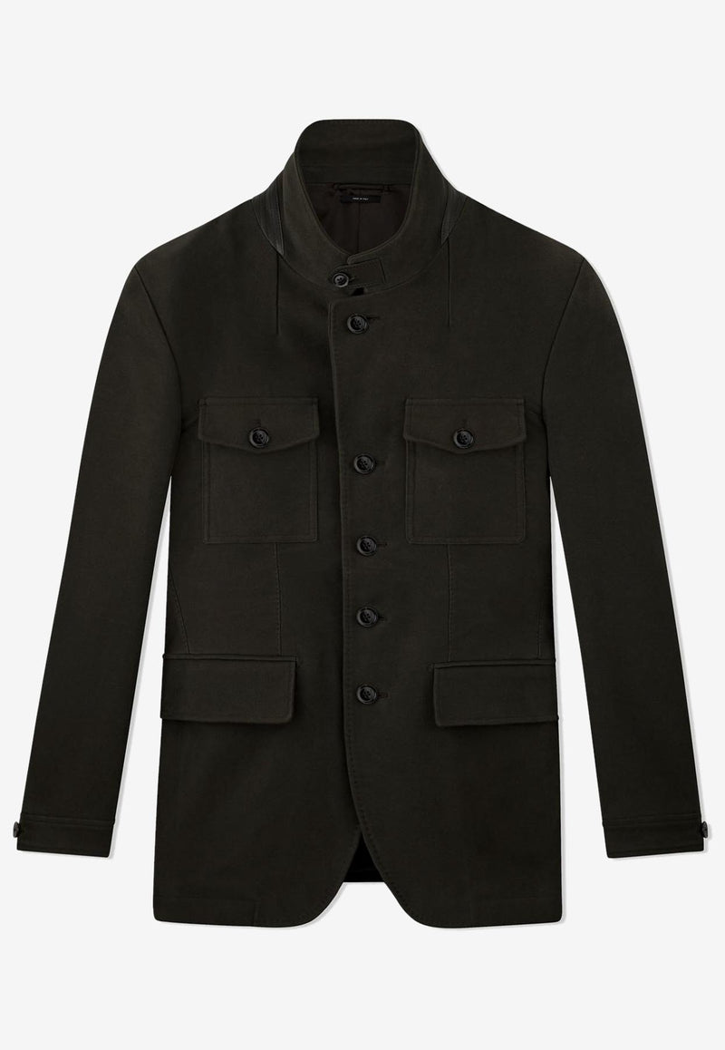 Tom Ford Buttoned Military Jacket Black OJM001-FMC009S23 FG826