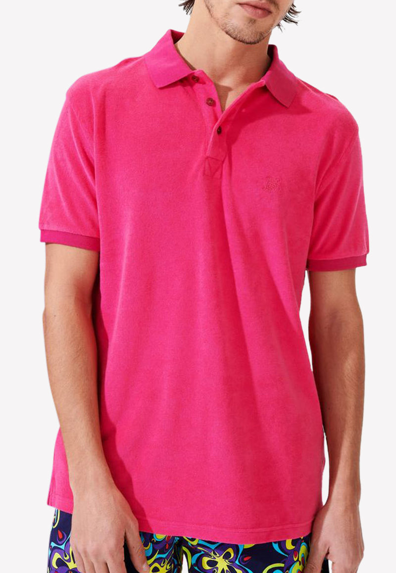 Vilebrequin Terry Polo T-shirt in Cotton Blend Pink PAFC1Q00-157