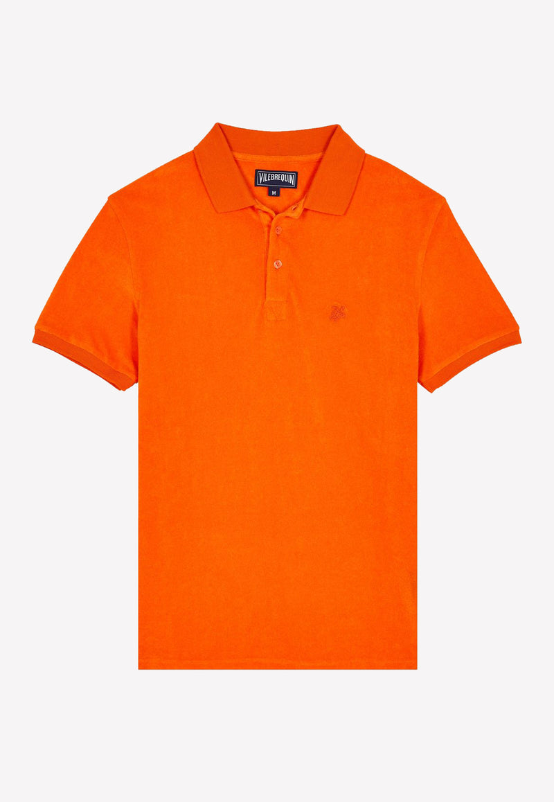 Vilebrequin Terry Polo T-shirt in Cotton Blend Orange PAFC1Q00-195