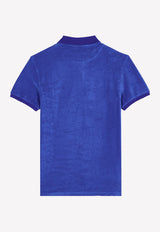 Vilebrequin Terry Polo T-shirt in Cotton Blend Blue PAFC1Q00-314