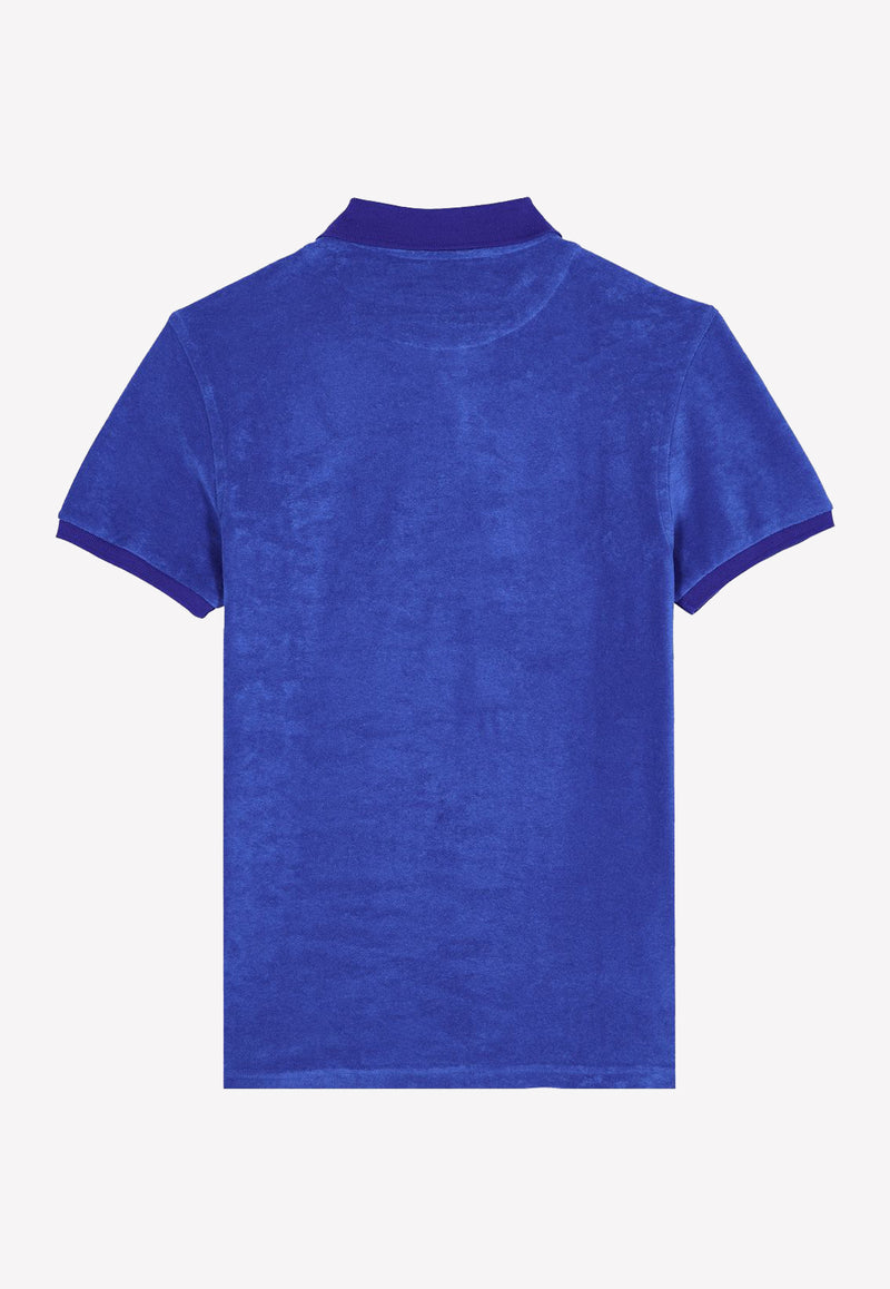 Vilebrequin Terry Polo T-shirt in Cotton Blend Blue PAFC1Q00-314