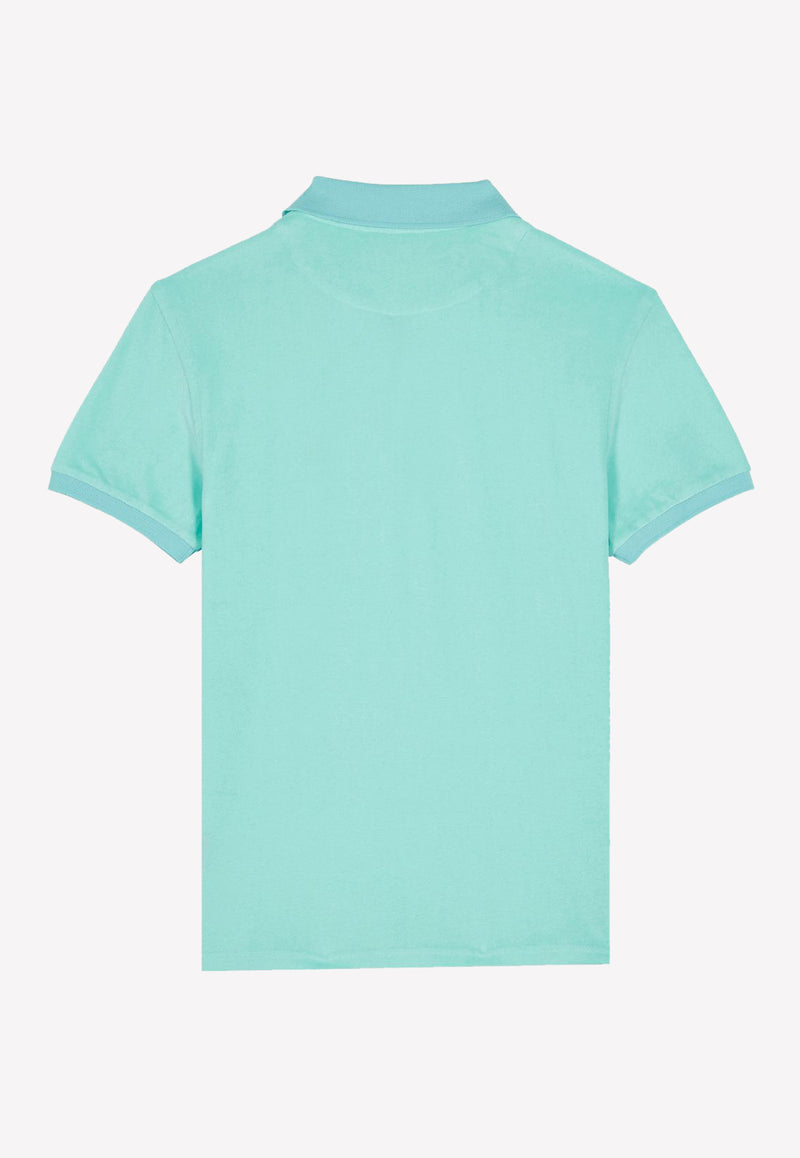 Vilebrequin Terry Polo T-shirt in Cotton Blend Light blue PAFC1Q00-333