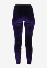 Tom Ford Stretch Velvet Logo Leggings Grape PAJ121-FAX699 GV782