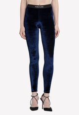 Stretch Velvet Logo Leggings Blue PAJ121-FAX699 HB790