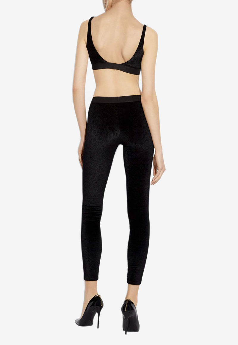 Tom Ford Logo-Waistband Velvet Leggings Black PAJ121-FAX699 LB999