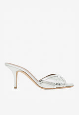 Malone Souliers Perla 70 Metallic Mules in Leather Silver PERLA 70-17 SILVER/SILVER