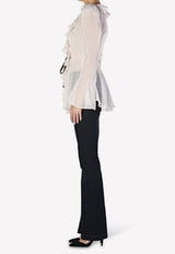 Ruffled Blouse with Bell Cuff Sleeves