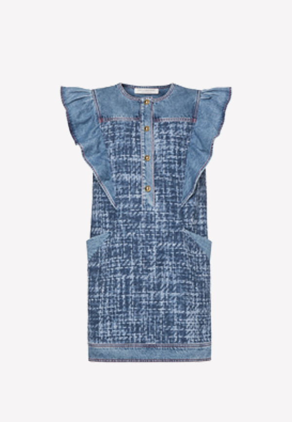 Mini Denim Dress with Ruffles