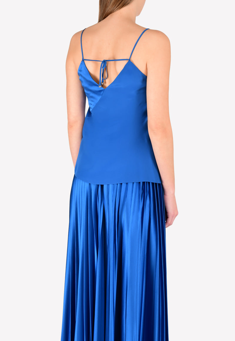 Prabal Gurung Blue Silk Camisole Top with Tie-ups S17B10-CM