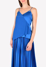 Prabal Gurung Blue Silk Camisole Top with Tie-ups S17B10-CM