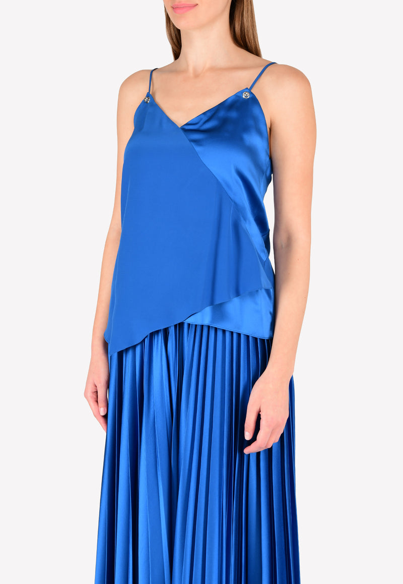 Prabal Gurung Blue Silk Camisole Top with Tie-ups S17B10-CM