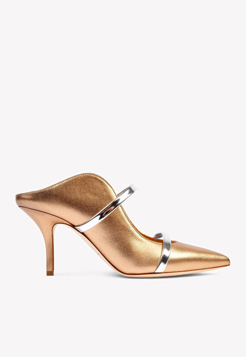 Maureen 70 Mules in Metallic Nappa Leather