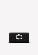 Roger Vivier Broche Vivier Buckle Clutch in Satin Black RBWAMZD0200RS0B999 RASO