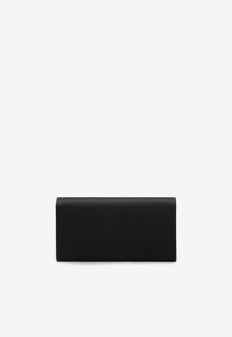 Roger Vivier Broche Vivier Buckle Clutch in Satin Black RBWAMZD0200RS0B999 RASO